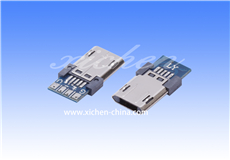 MICRO USB 5P 母头 焊线式带板